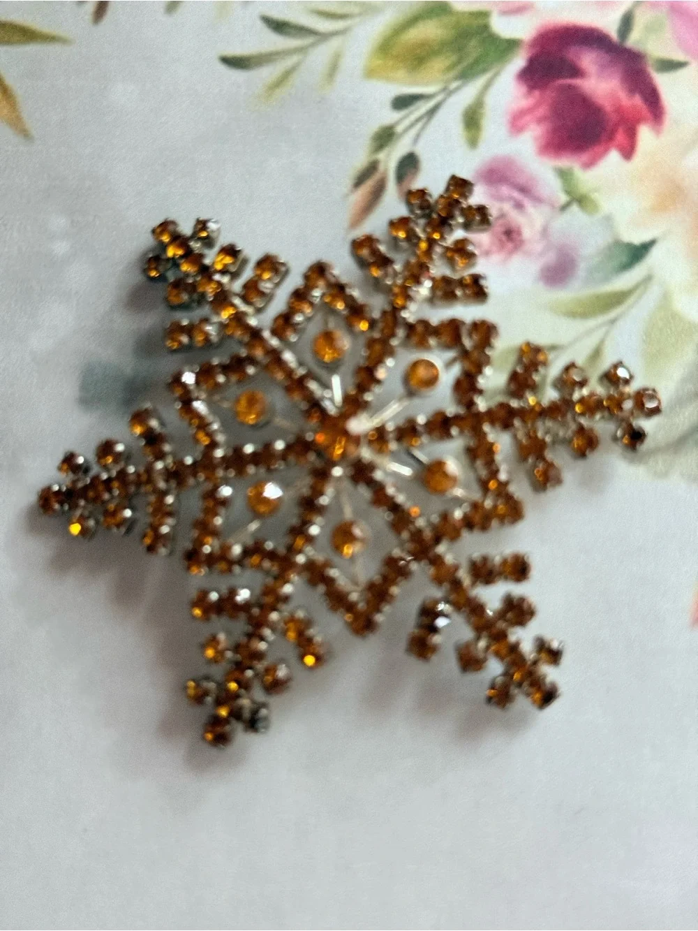 Gold Crystal Snowflake Brooch - Women Jewelry